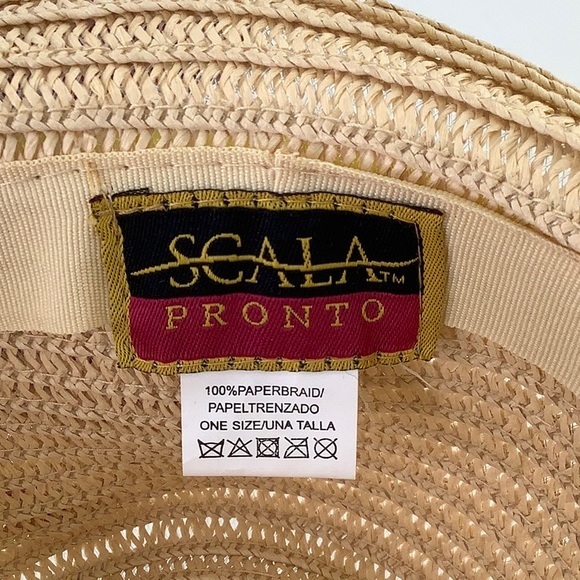 Scala Pronto Fedora Paper Hat with Yellow Band Unisex Size OS EUC - Picture 4 of 16